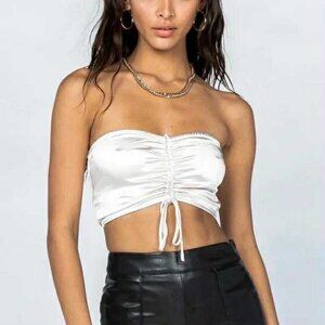 Princess Polly Satin Ruched Strapless Top Size 0